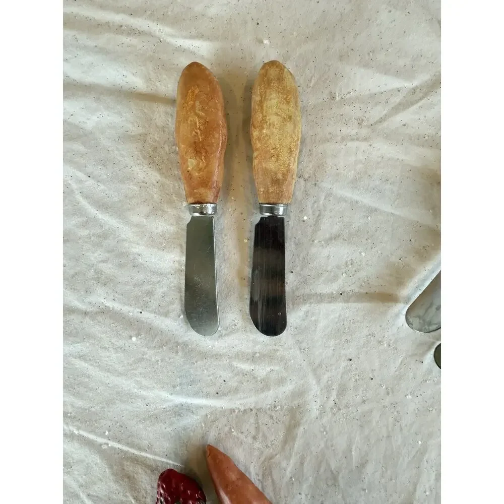 Lot 6 Vintage Novelty Cheese & Butter Stainless Steel‎ Blade Spreaders Ceramic
